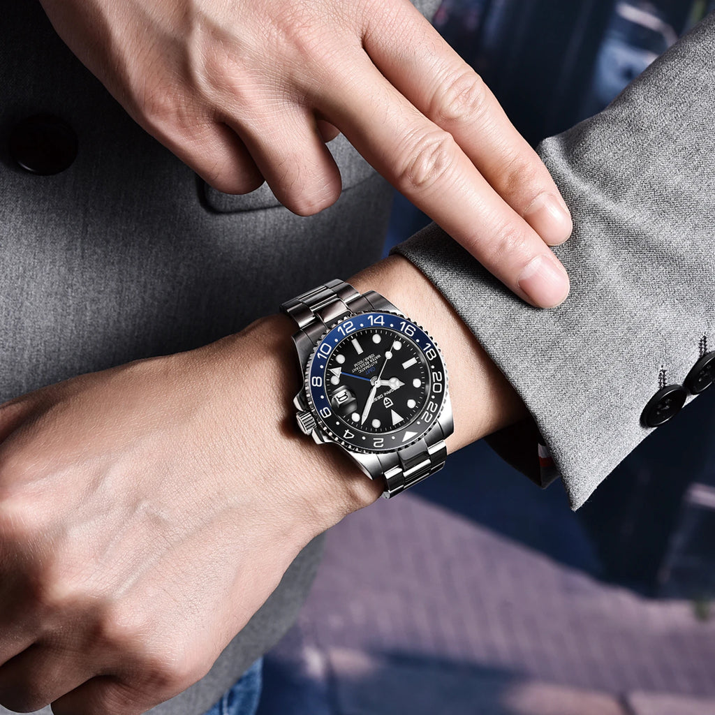 PAGANI DESIGN 40MM GMT Luxury Men Mechanical Wristwatch NH34 Automatic Watch Men's Stainless Steel Waterproof Clock Reloj Hombre