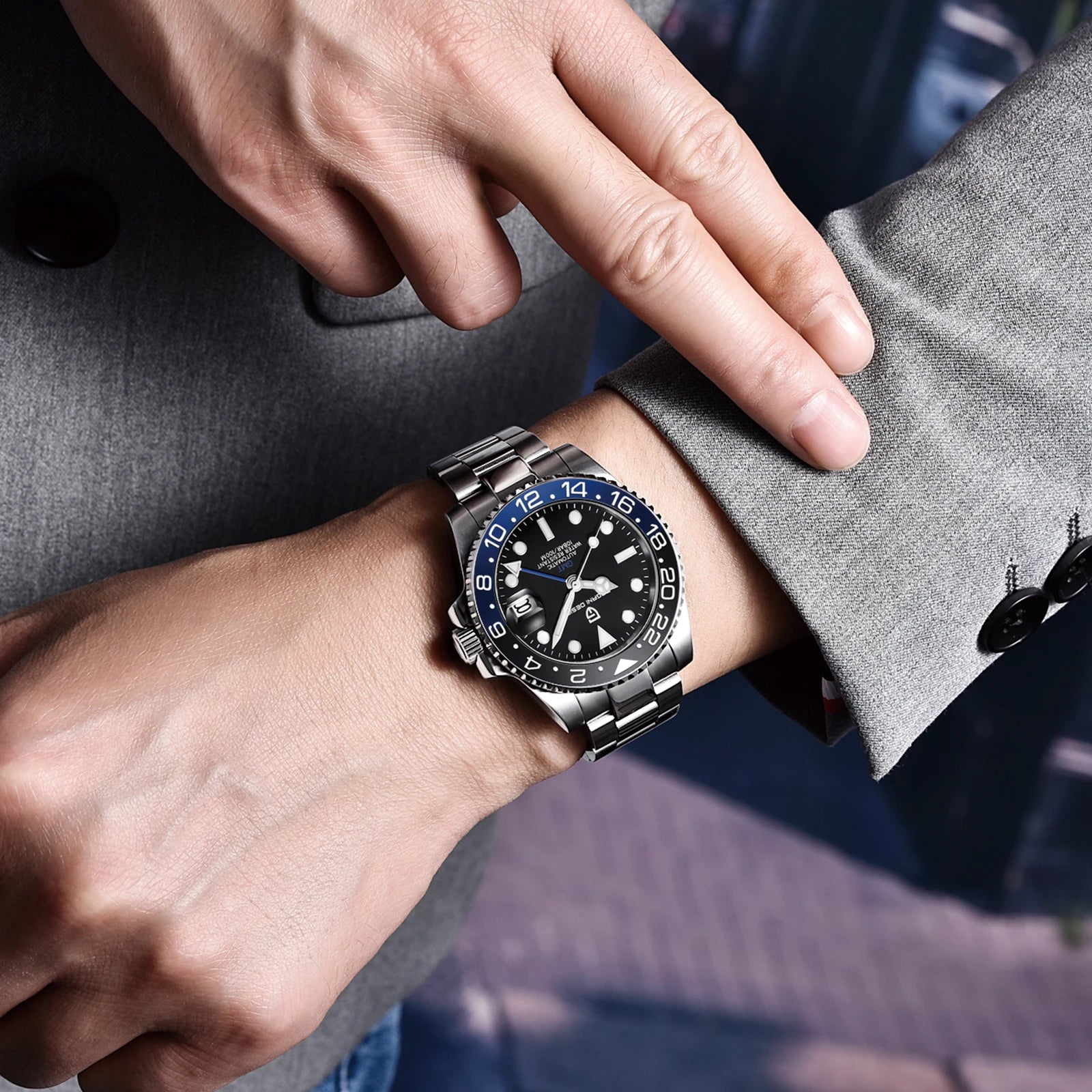PAGANI DESIGN 40MM GMT Luxury Men Mechanical Wristwatch NH34 Automatic Watch Men's Stainless Steel Waterproof Clock Reloj Hombre