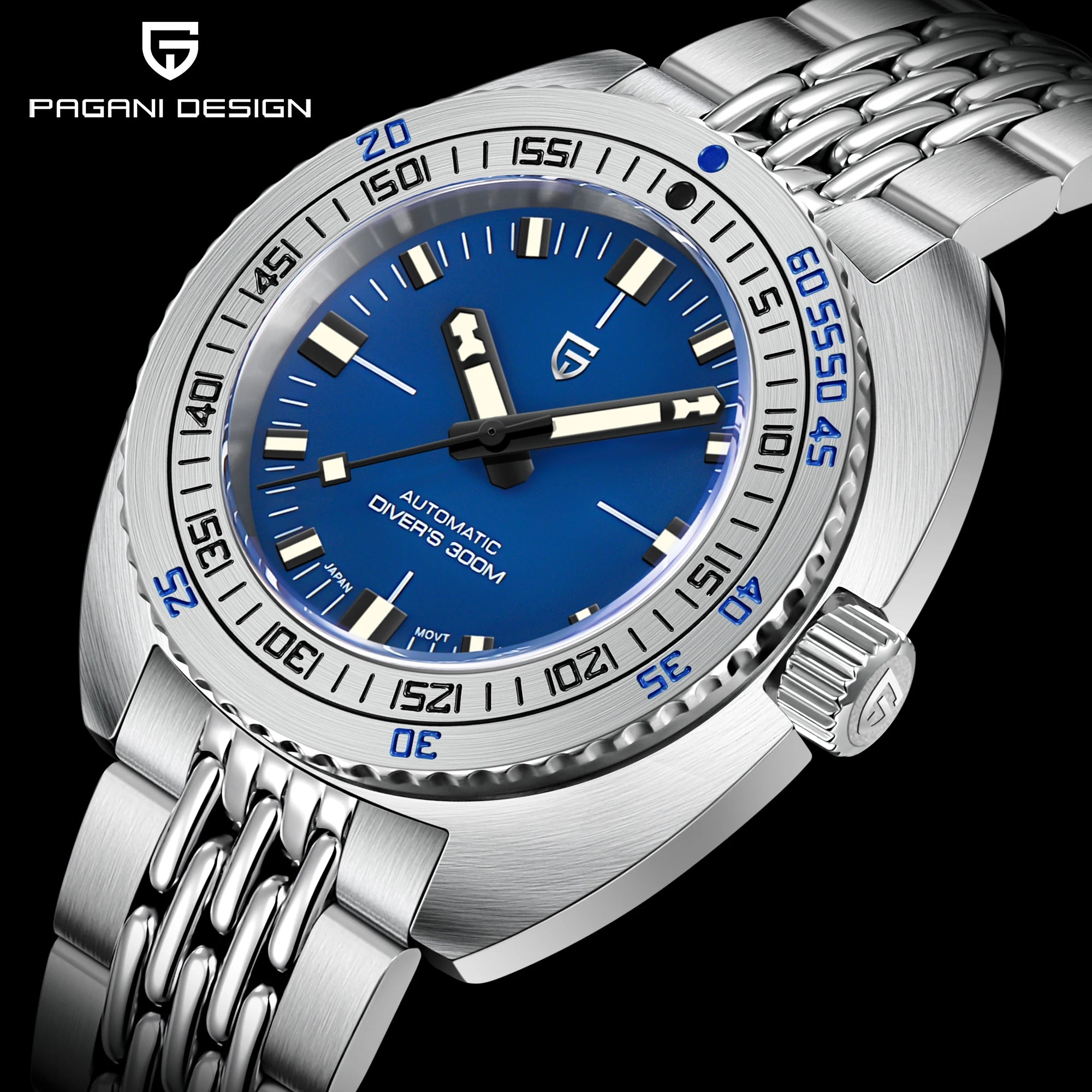 PAGANI DESIGN 2024 New .Men's Automatic Mechanical Divers Watches NH38 Sapphire Stainless Steel 300m Waterproof AR Watch for Men