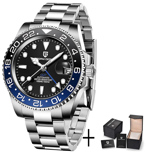 New PAGANI DESIGN PD-1662 V5 Men Mechanical Watch Luxury Ceramic Bezel Automatic Watch 10bar Waterproof Sapphire Glass GMT Watch