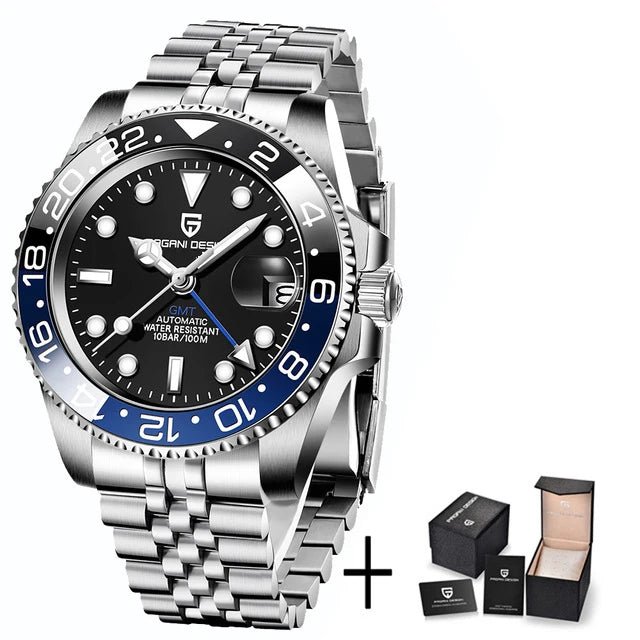 New PAGANI DESIGN PD-1662 V5 Men Mechanical Watch Luxury Ceramic Bezel Automatic Watch 10bar Waterproof Sapphire Glass GMT Watch