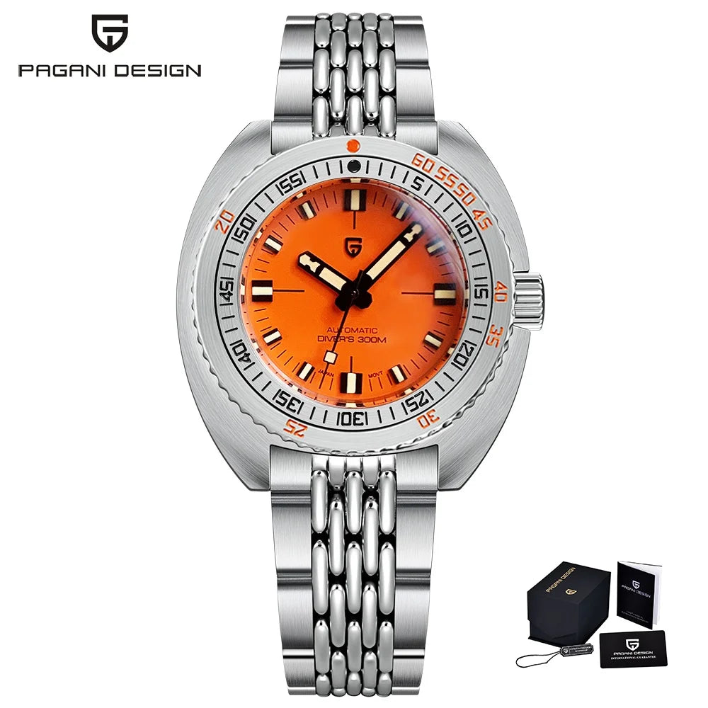 PAGANI DESIGN 2024 New .Men's Automatic Mechanical Divers Watches NH38 Sapphire Stainless Steel 300m Waterproof AR Watch for Men