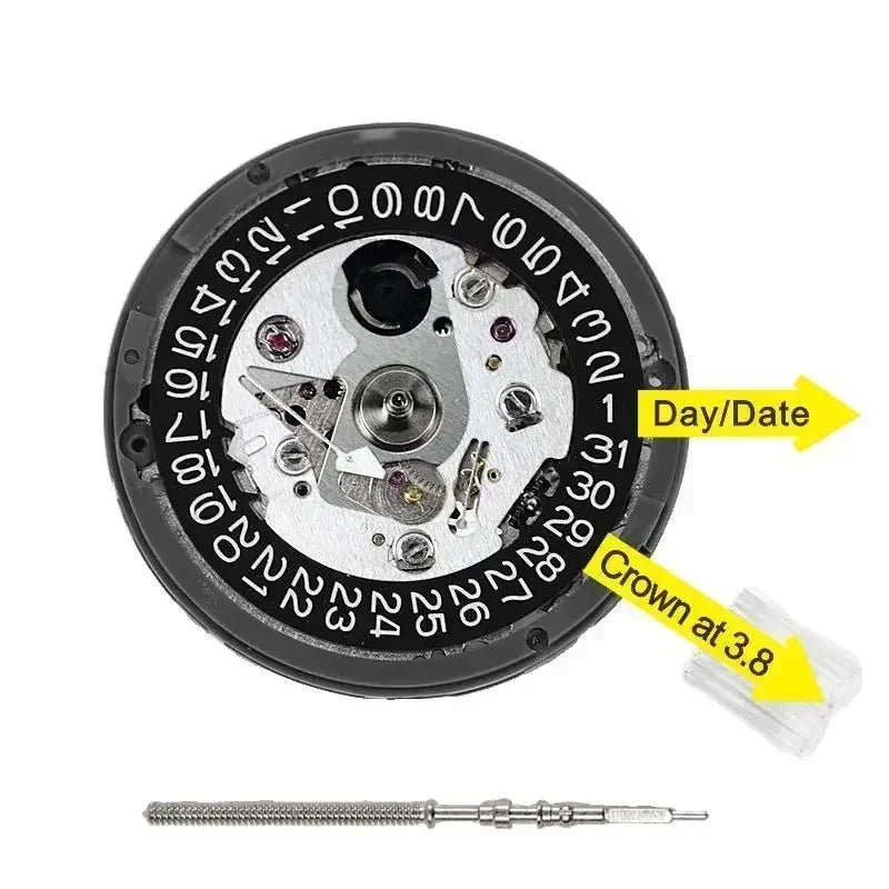 NH35A Premium Mechanical Movement NH35 White At 3/3.8/6 Date wheel 24 Jewels Automatic Self-winding High Accuracy Movt Replace