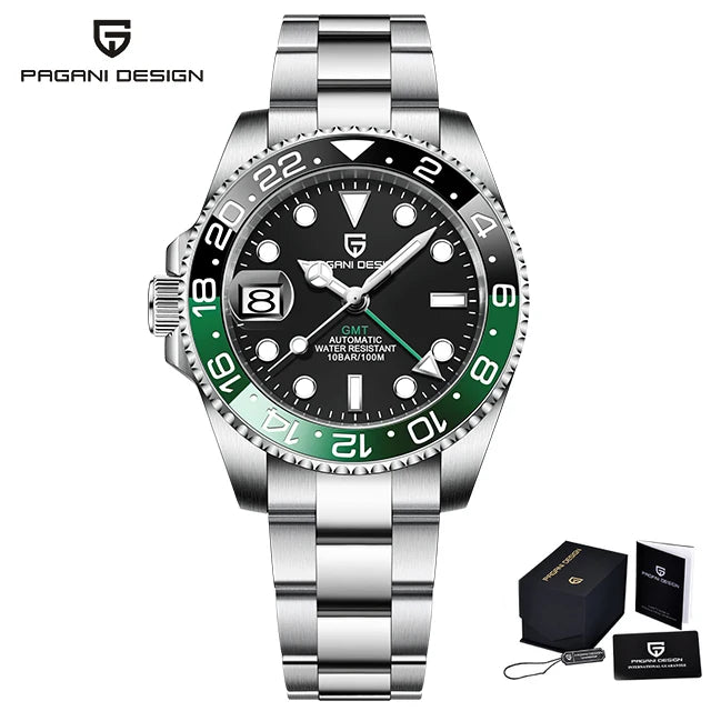 PAGANI DESIGN 40MM GMT Luxury Men Mechanical Wristwatch NH34 Automatic Watch Men's Stainless Steel Waterproof Clock Reloj Hombre