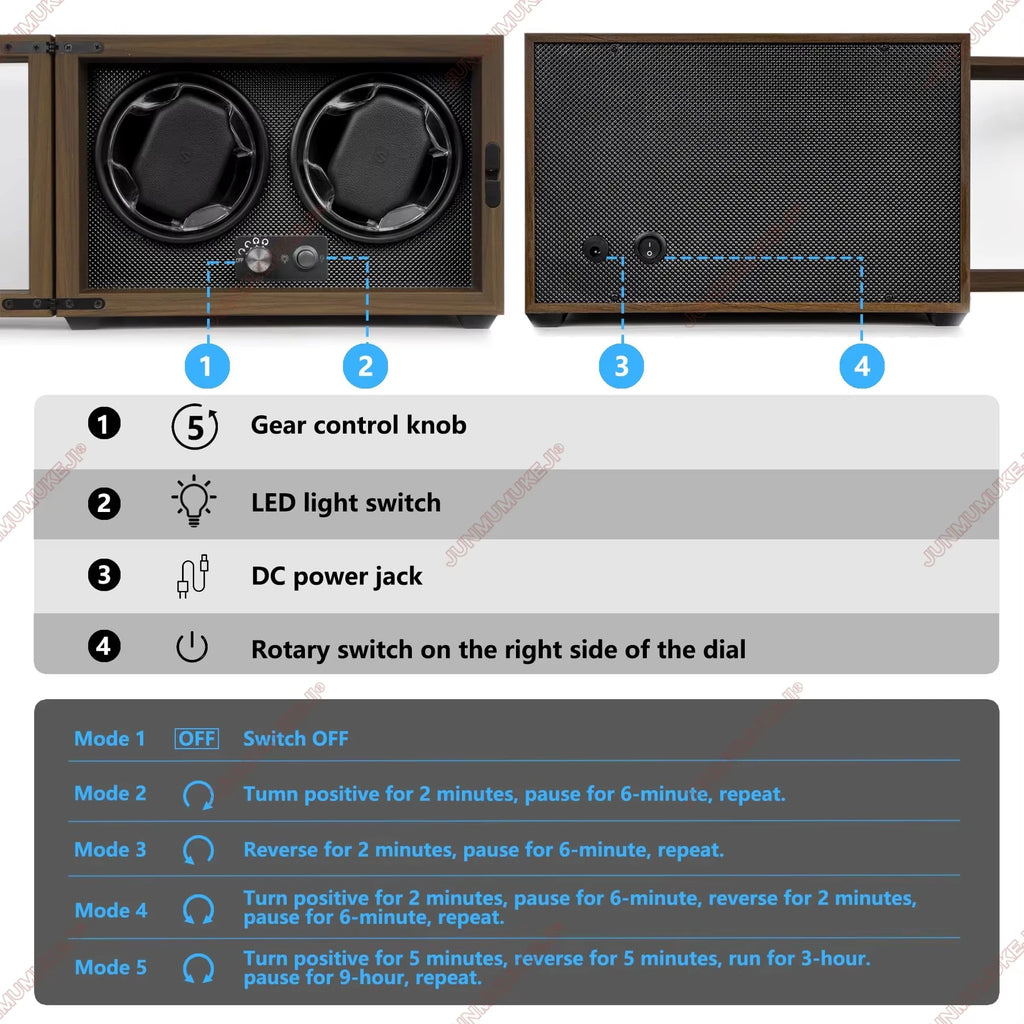 Watch Winder Usb Powered for Automatic Watches Mechanical Watches Rotator Holder Wood Case Winding Cabinet Storage Display Boxes