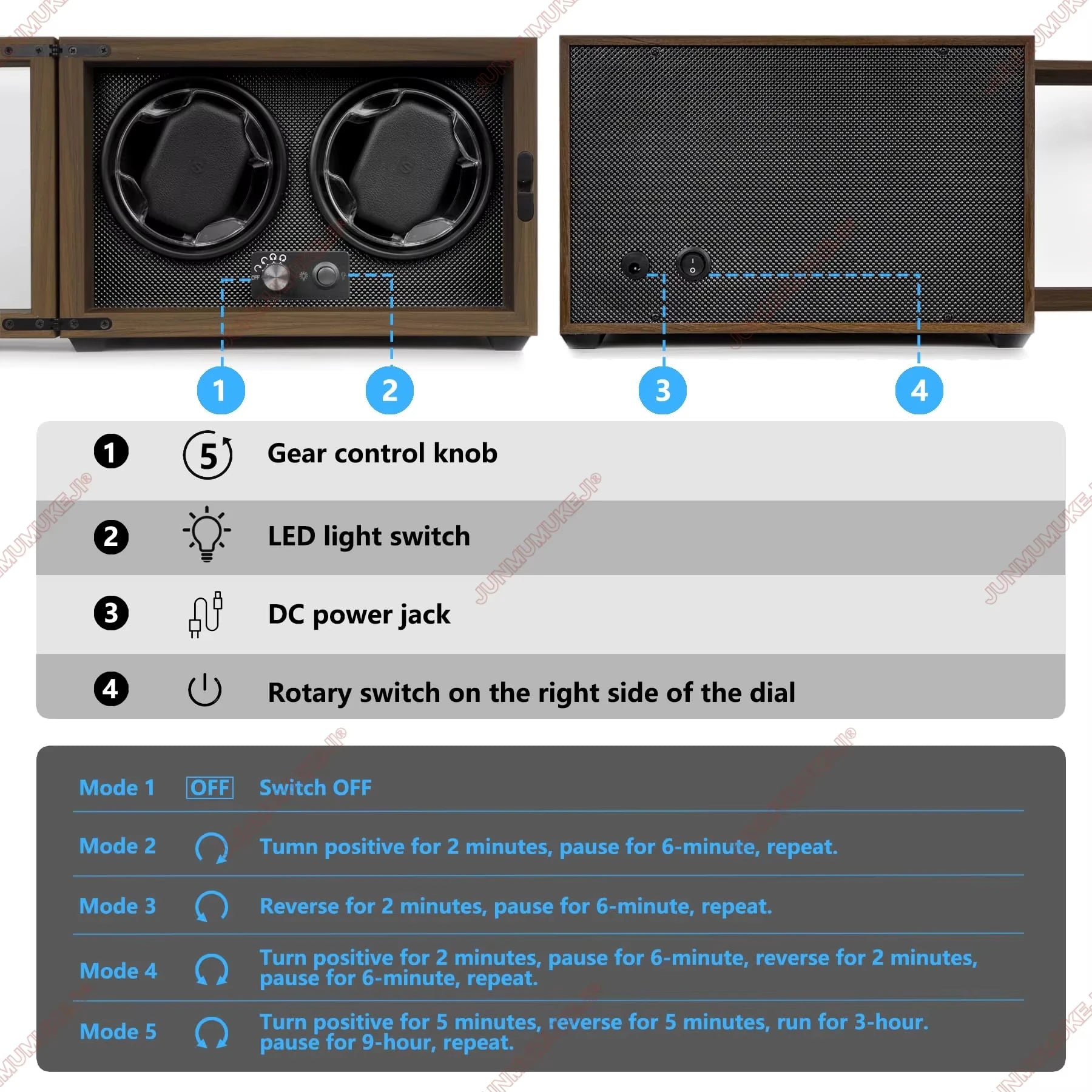 Watch Winder Usb Powered for Automatic Watches Mechanical Watches Rotator Holder Wood Case Winding Cabinet Storage Display Boxes