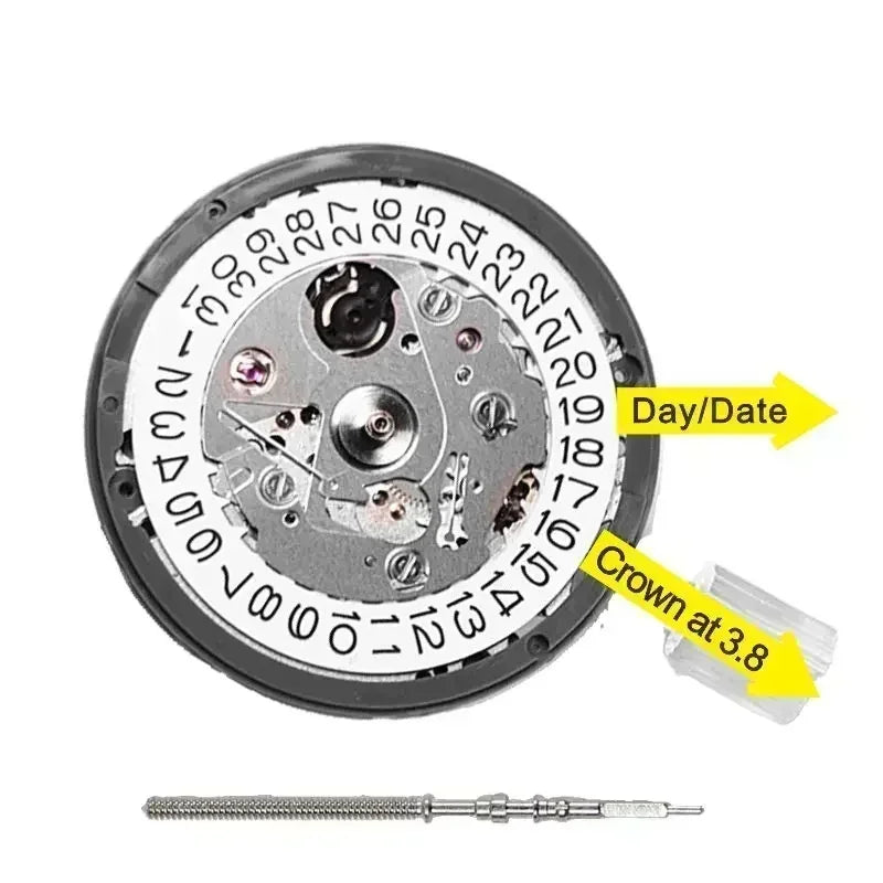 NH35A Premium Mechanical Movement NH35 White At 3/3.8/6 Date wheel 24 Jewels Automatic Self-winding High Accuracy Movt Replace