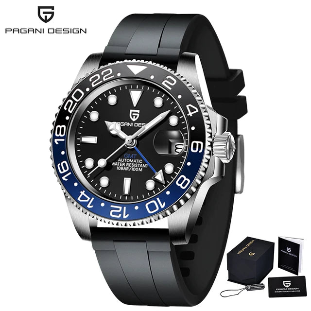 PAGANI DESIGN 40MM GMT Luxury Men Mechanical Wristwatch NH34 Automatic Watch Men's Stainless Steel Waterproof Clock Reloj Hombre