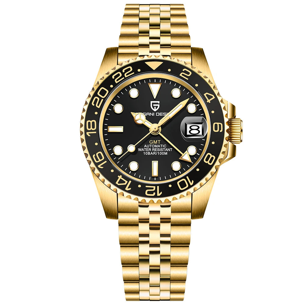 New PAGANI DESIGN PD-1662 V5 Men Mechanical Watch Luxury Ceramic Bezel Automatic Watch 10bar Waterproof Sapphire Glass GMT Watch