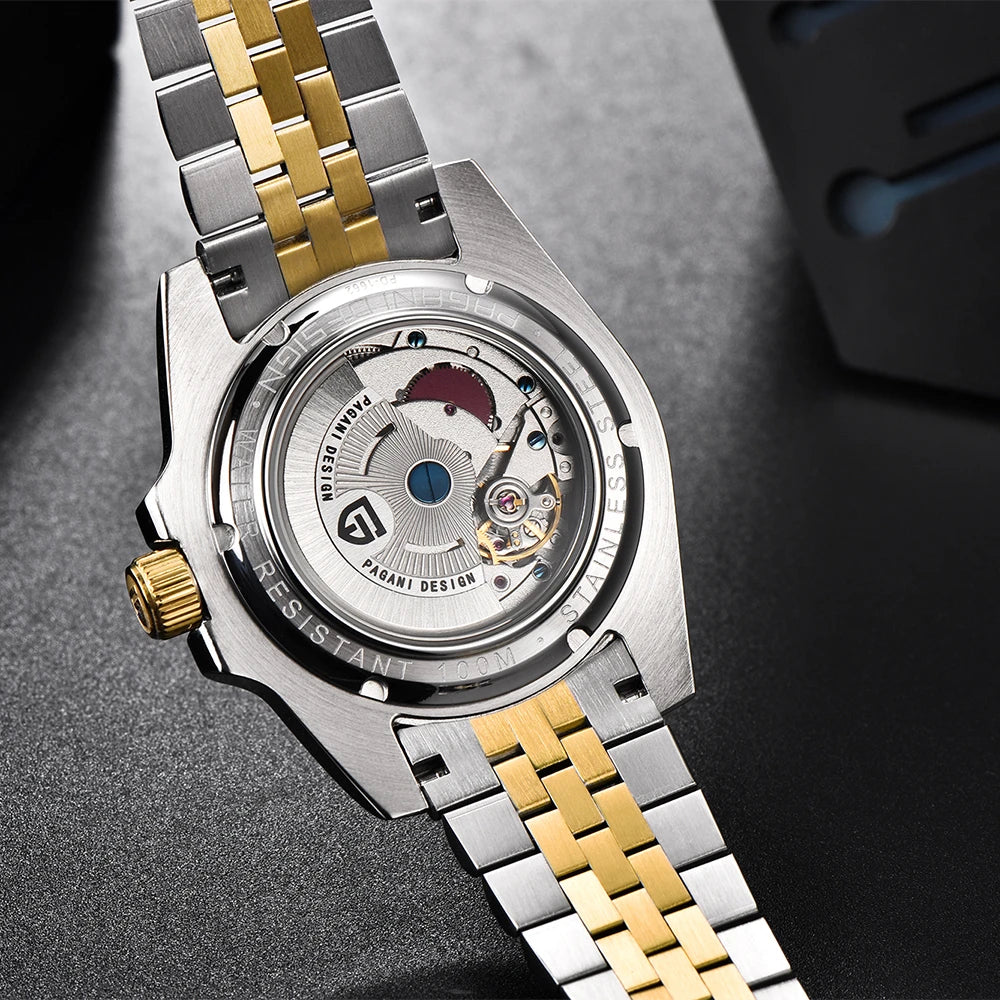 PAGANI DESIGN New PD-1662 Men's Mechanical Watch Top Sapphire Glass GMT Watch 100M Waterproof Men's Automatic Mechanical Watch