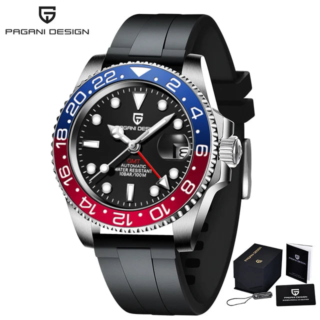 PAGANI DESIGN 40MM GMT Luxury Men Mechanical Wristwatch NH34 Automatic Watch Men's Stainless Steel Waterproof Clock Reloj Hombre