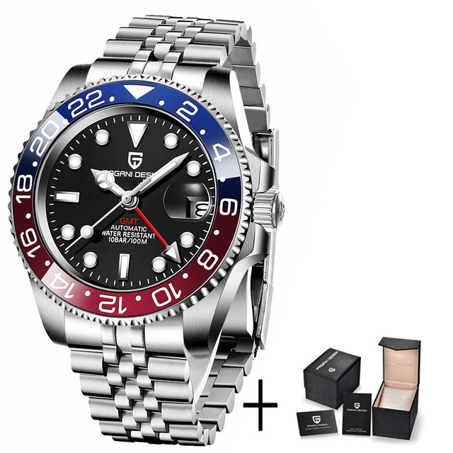 New PAGANI DESIGN PD-1662 V5 Men Mechanical Watch Luxury Ceramic Bezel Automatic Watch 10bar Waterproof Sapphire Glass GMT Watch