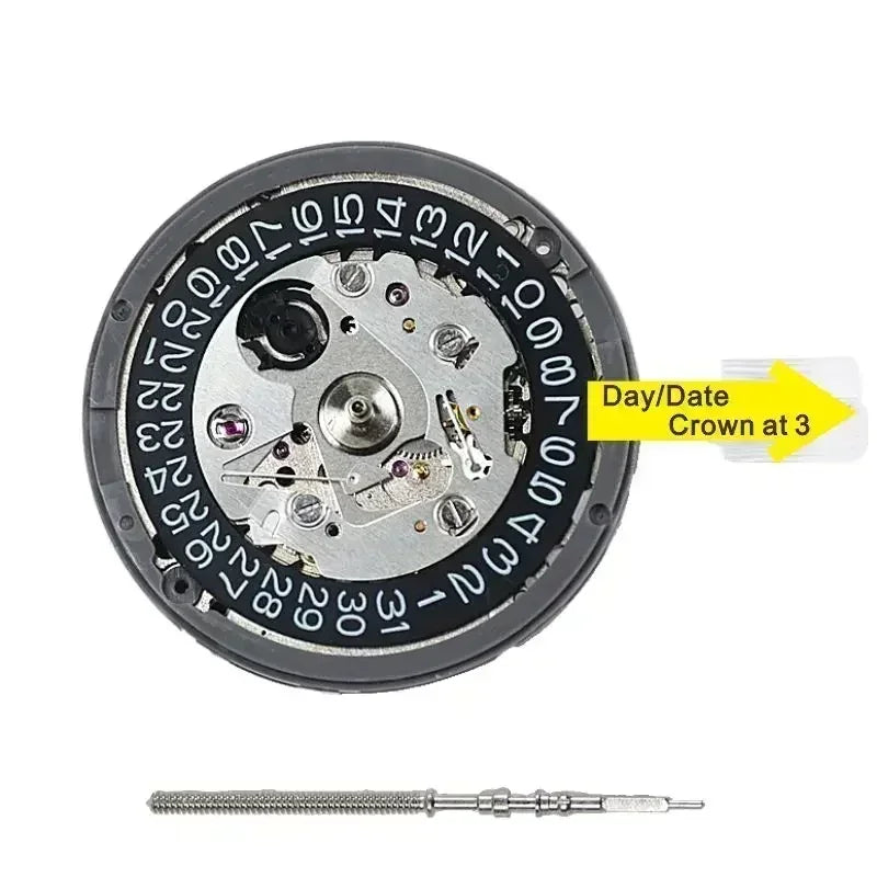 NH35A Premium Mechanical Movement NH35 White At 3/3.8/6 Date wheel 24 Jewels Automatic Self-winding High Accuracy Movt Replace