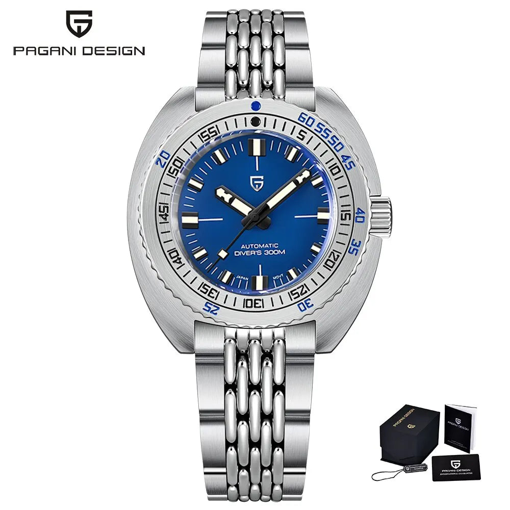 PAGANI DESIGN 2024 New .Men's Automatic Mechanical Divers Watches NH38 Sapphire Stainless Steel 300m Waterproof AR Watch for Men